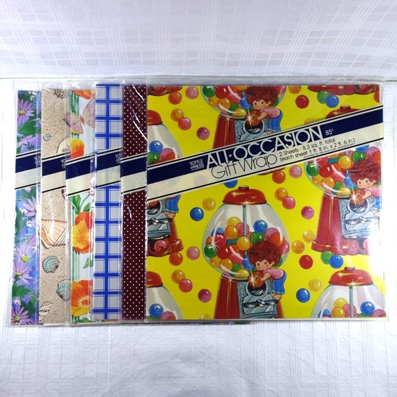 Tuttle Press All Occasion Gift Wrap Lot of 6 packs w/ 2 sheets 20x30 VTG NOS - Picture 1 of 14